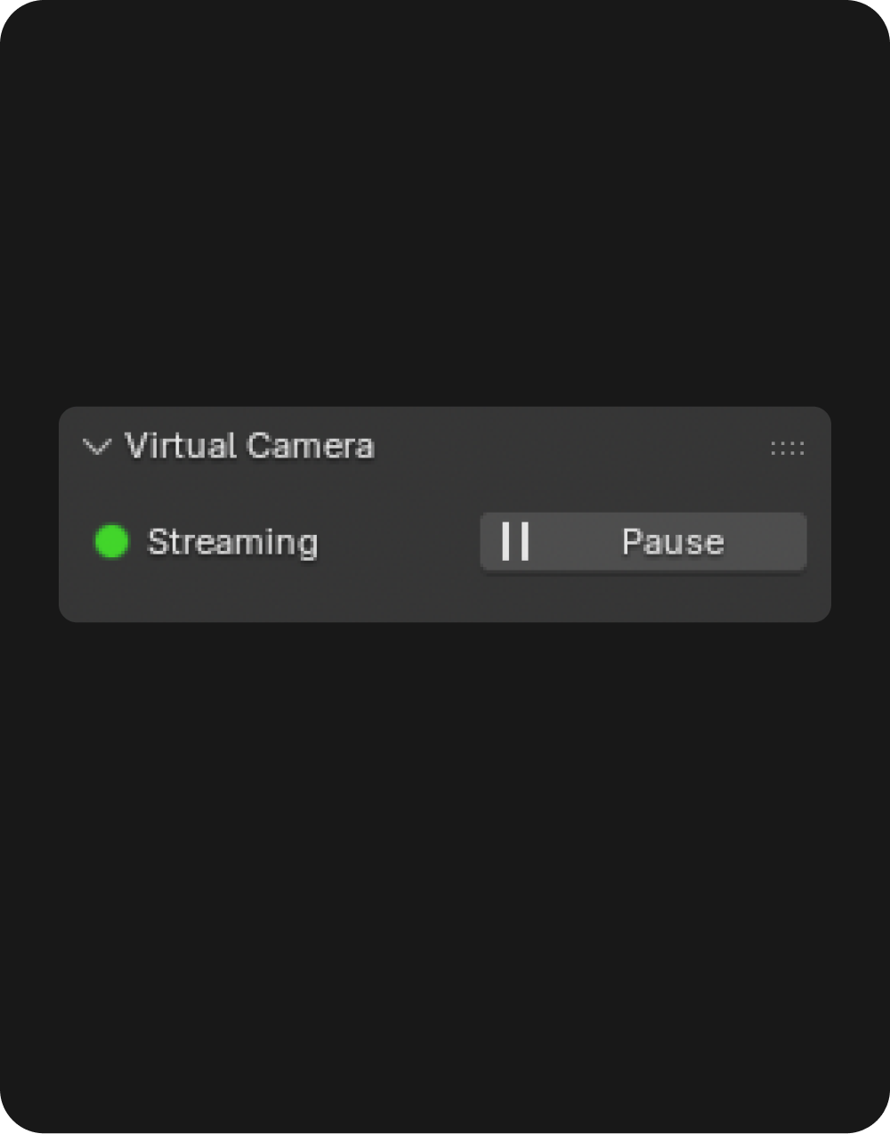 Blender Virtual Camera panel with streaming pause control
