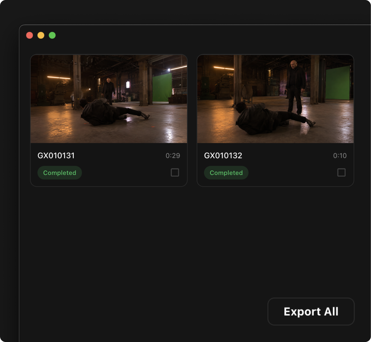 Processed mounted shot ready to export