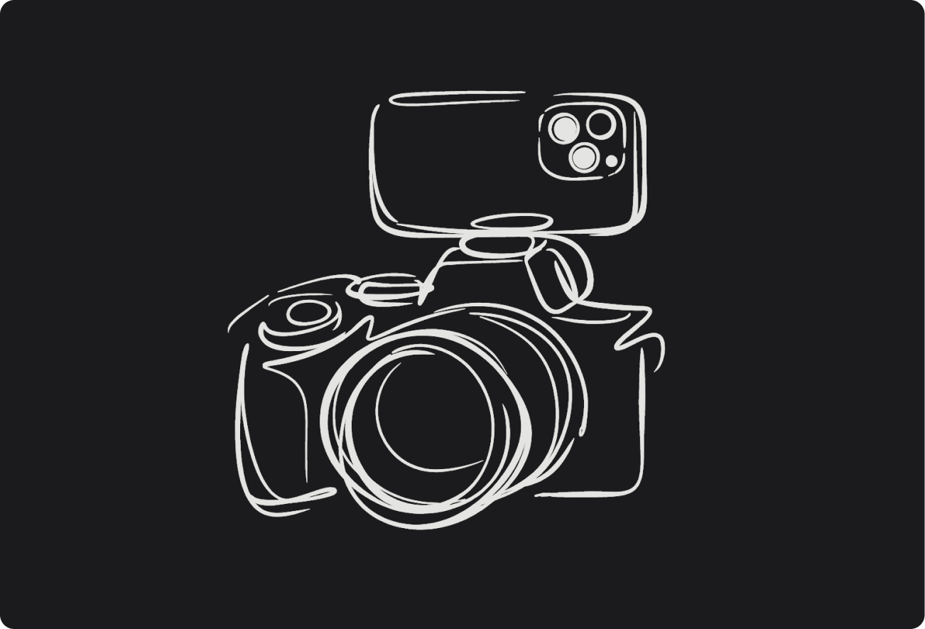 Mounted iPhone and camera setup