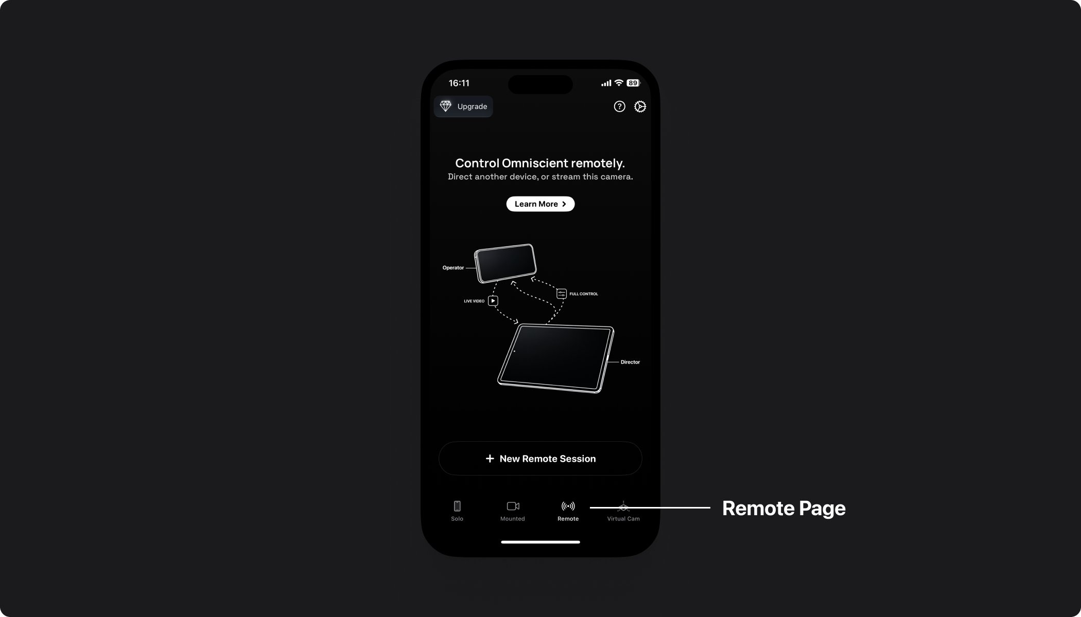 Remote App director screen